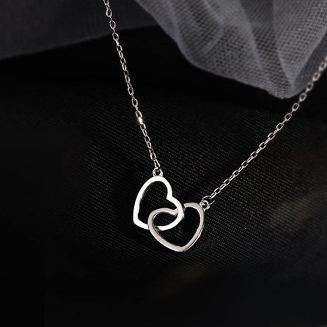 LuLiyLdJ Collier femme personnalisé, pendentif en forme de cœur, inclus pour votre fille et votre mère. Anniversaire, Noël, Fête des Mères, Saint Valentin…