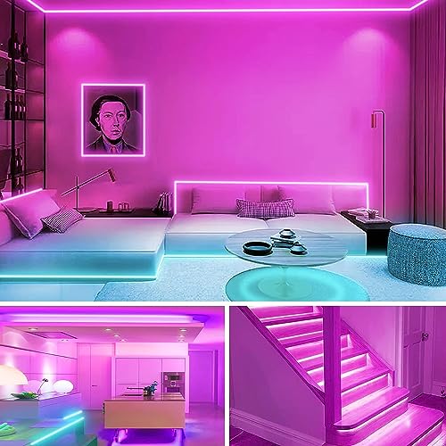 KSIPZE Led Chambre 30M Ruban Led Bande Lumière Décorative Multicolore, Rgb Guirlande de Lumineuse Dimmable avec Télécommande, Bluetooth APP, Musicale pour Parti,Maison,Salon