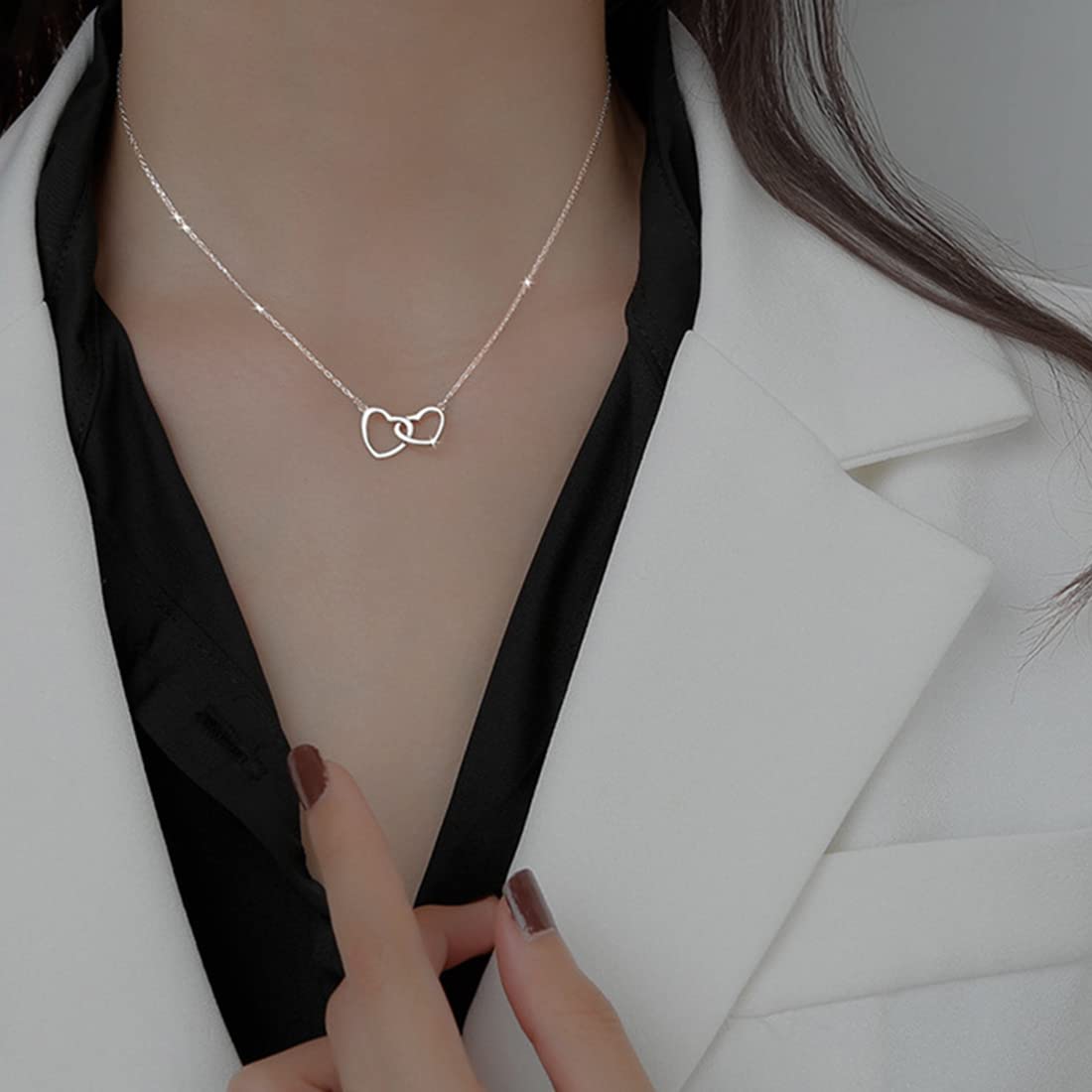 LuLiyLdJ Collier femme personnalisé, pendentif en forme de cœur, inclus pour votre fille et votre mère. Anniversaire, Noël, Fête des Mères, Saint Valentin…