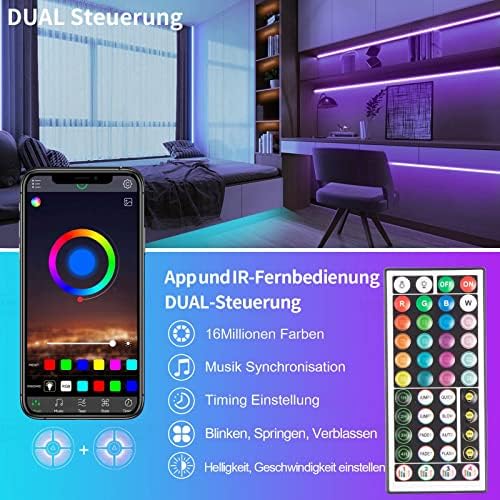 KSIPZE Led Chambre 30M Ruban Led Bande Lumière Décorative Multicolore, Rgb Guirlande de Lumineuse Dimmable avec Télécommande, Bluetooth APP, Musicale pour Parti,Maison,Salon