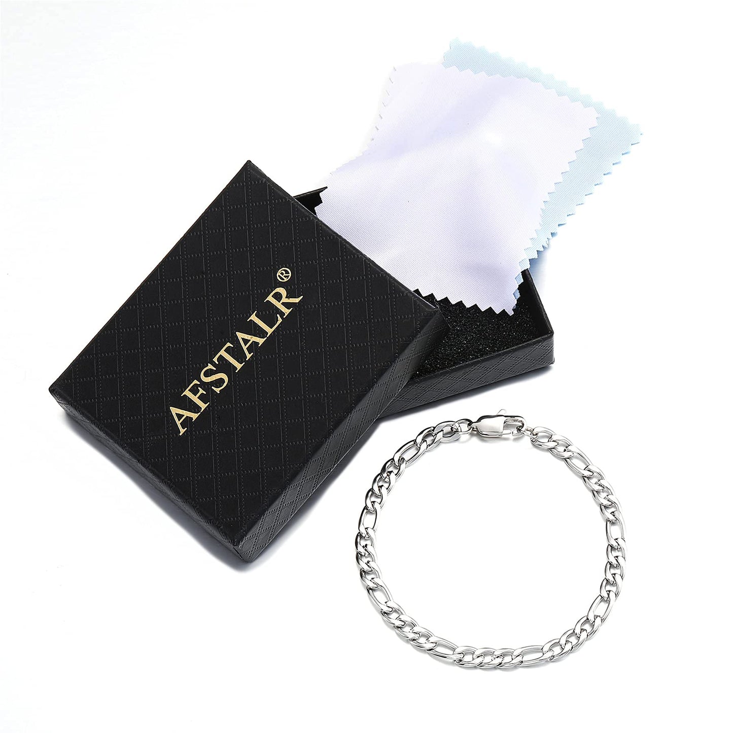 AFSTALR Bracelets Gourmette Homme Argent/Or Figaro 1+3 Chaîne Bracelet Homme Acier Largeur 6mm/9mm,Longueur 19mm/21mm